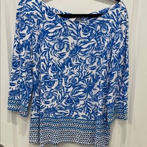 Lilly Pulitzer Blue and White Patterned Top